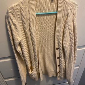 Cable-Knit Button-Front Cardigan Sweater for Women - Off White